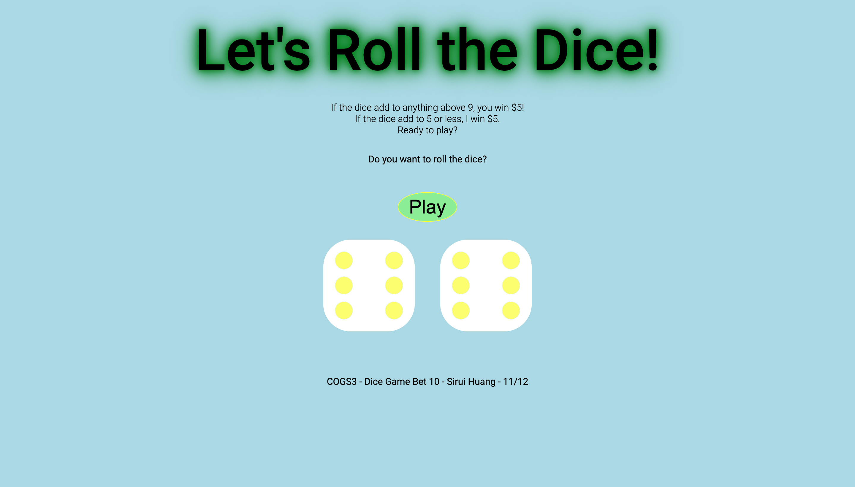 Dice webpage screenshot