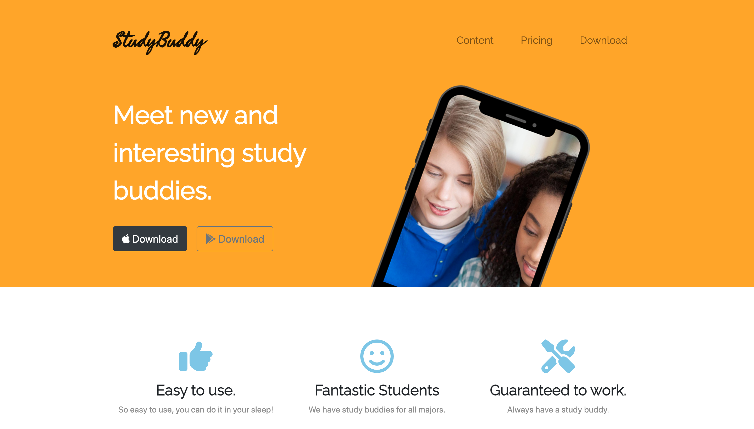 StudyBuddy Webpage Screenshot